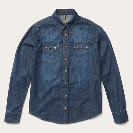 Women Denim Shirts Stetson Dark Denim Snap Front Shirt Blue