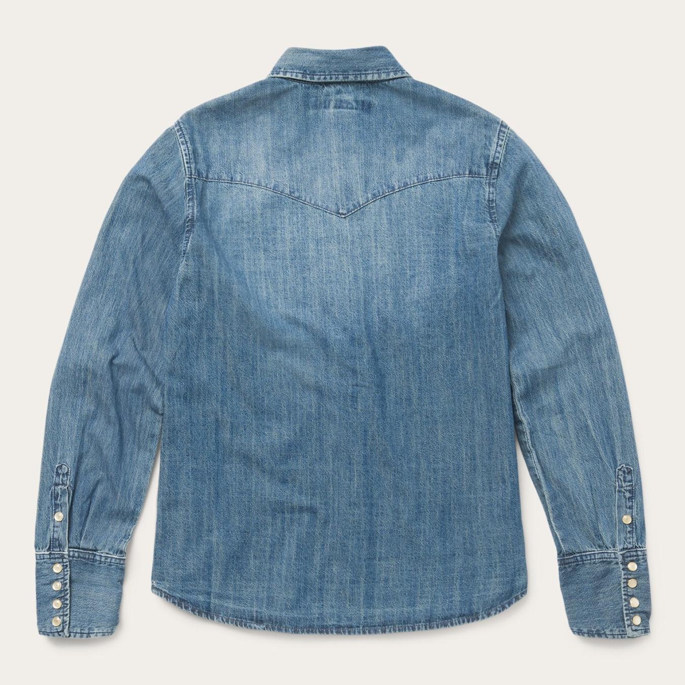 Women Denim Shirts Stetson Denim Snap Front Western Shirt Blue