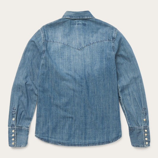 Women Denim Shirts Stetson Denim Snap Front Western Shirt Blue