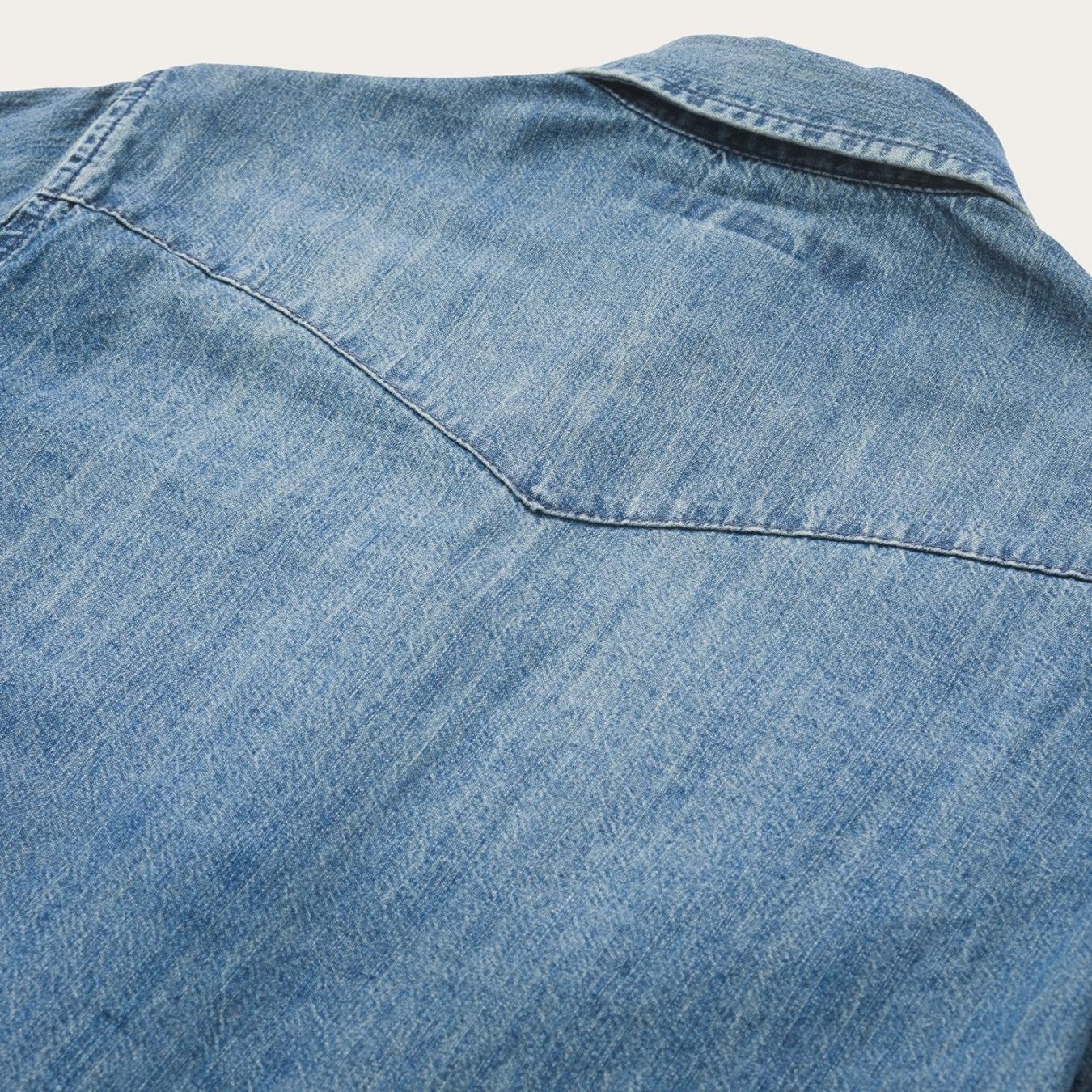 Women Denim Shirts Stetson Denim Snap Front Western Shirt Blue