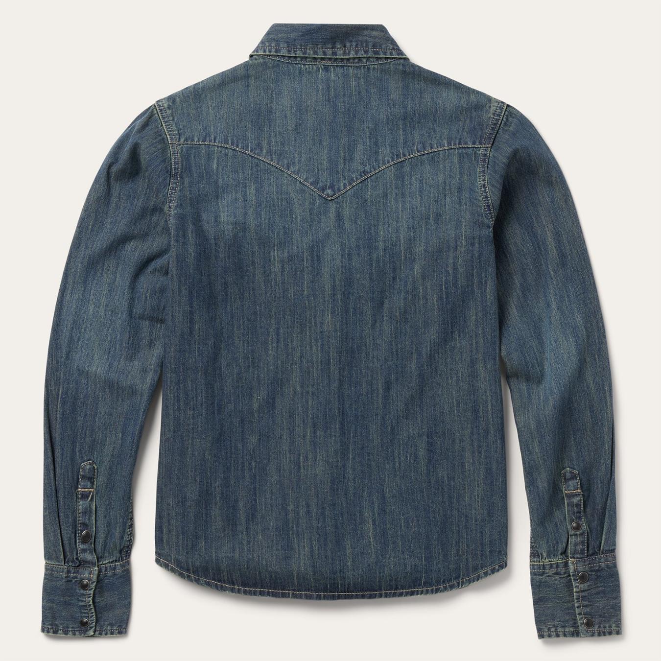 Women Denim Shirts Stetson Dirty Denim Boyfriend Fit Shirt Blue