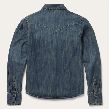 Women Denim Shirts Stetson Dirty Denim Boyfriend Fit Shirt Blue