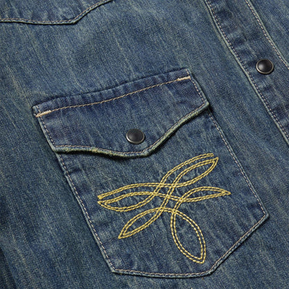 Women Denim Shirts Stetson Dirty Denim Boyfriend Fit Shirt Blue