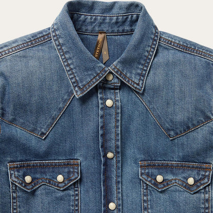 Women Denim Shirts Stetson Distressed Denim Shirt Blue
