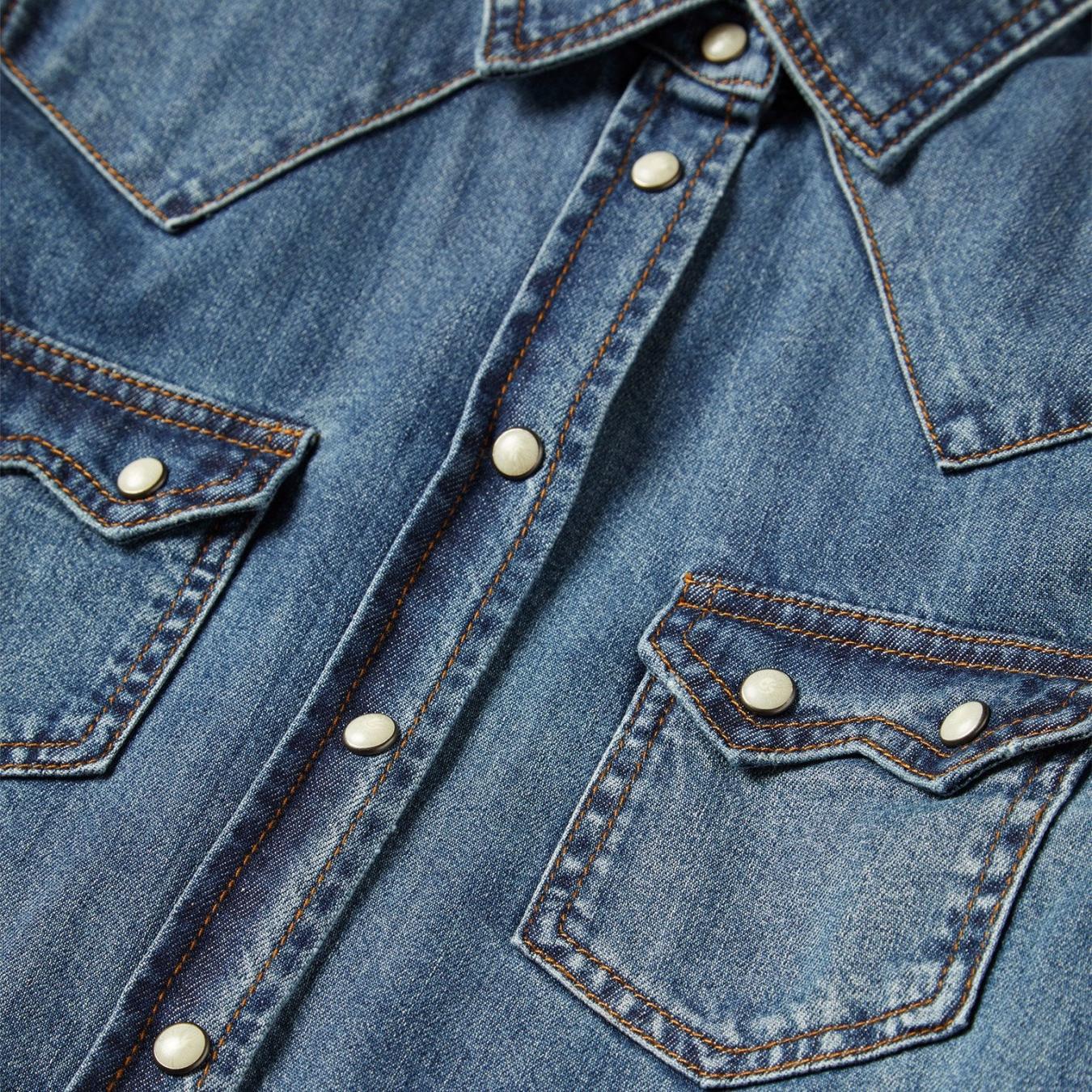 Women Denim Shirts Stetson Distressed Denim Shirt Blue