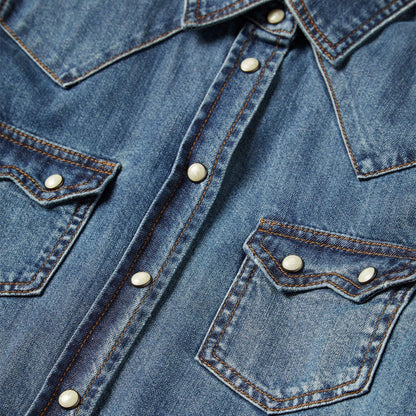 Women Denim Shirts Stetson Distressed Denim Shirt Blue