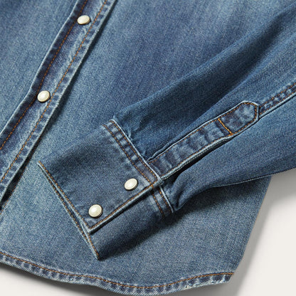 Women Denim Shirts Stetson Distressed Denim Shirt Blue