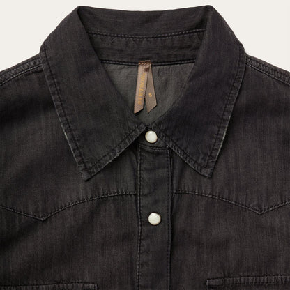 Women Denim Shirts Stetson Embroidered Black Denim Shirt Black