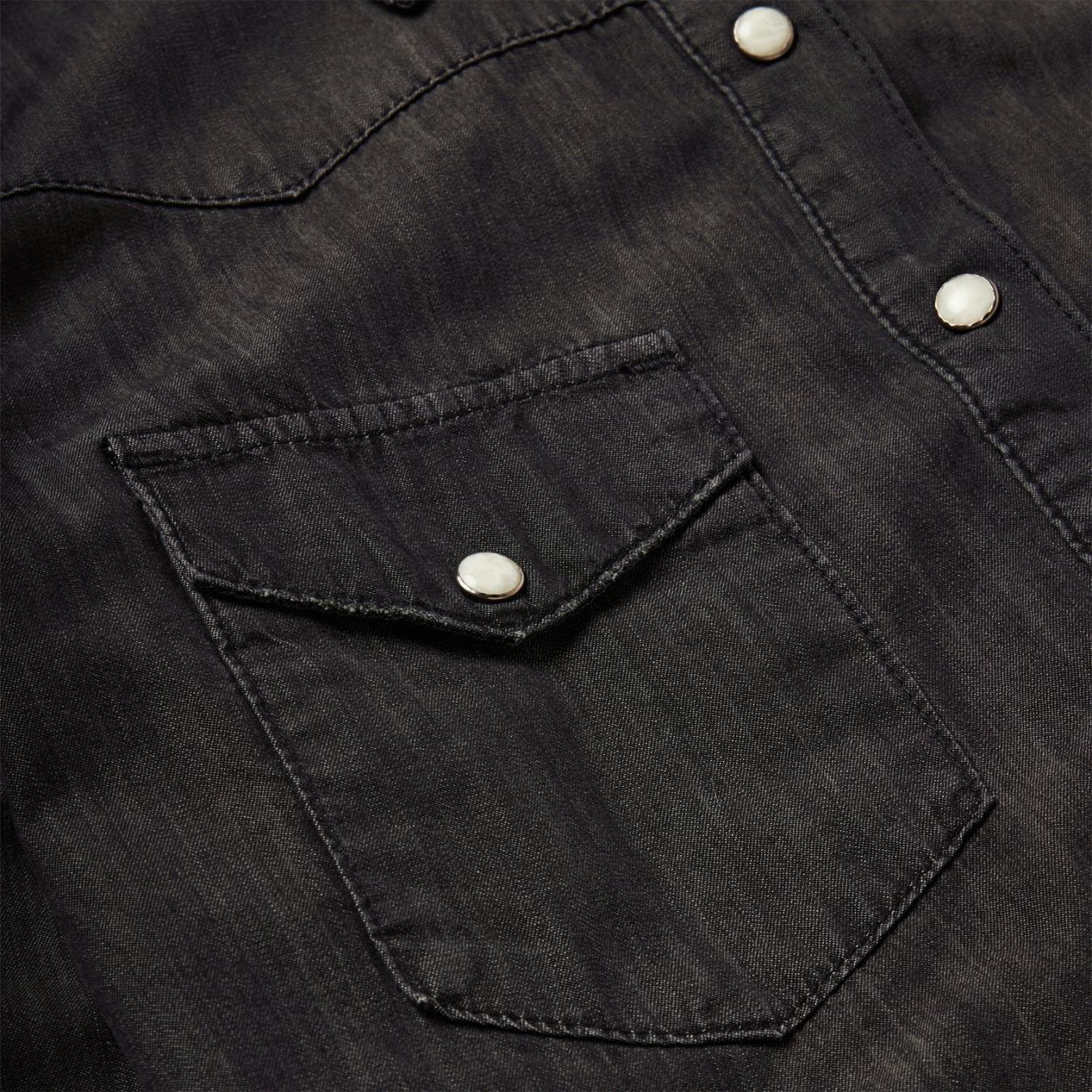 Women Denim Shirts Stetson Embroidered Black Denim Shirt Black
