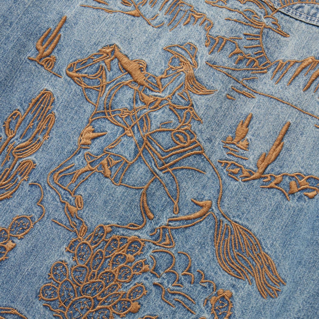 Women Denim Shirts Stetson Embroidered Light Denim Shirt Blue