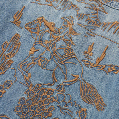 Women Denim Shirts Stetson Embroidered Light Denim Shirt Blue