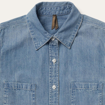 Women Denim Shirts Stetson Long-Sleeved Denim Shirt Blue