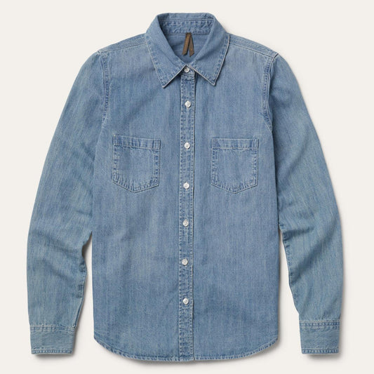 Women Denim Shirts Stetson Long-Sleeved Denim Shirt Blue