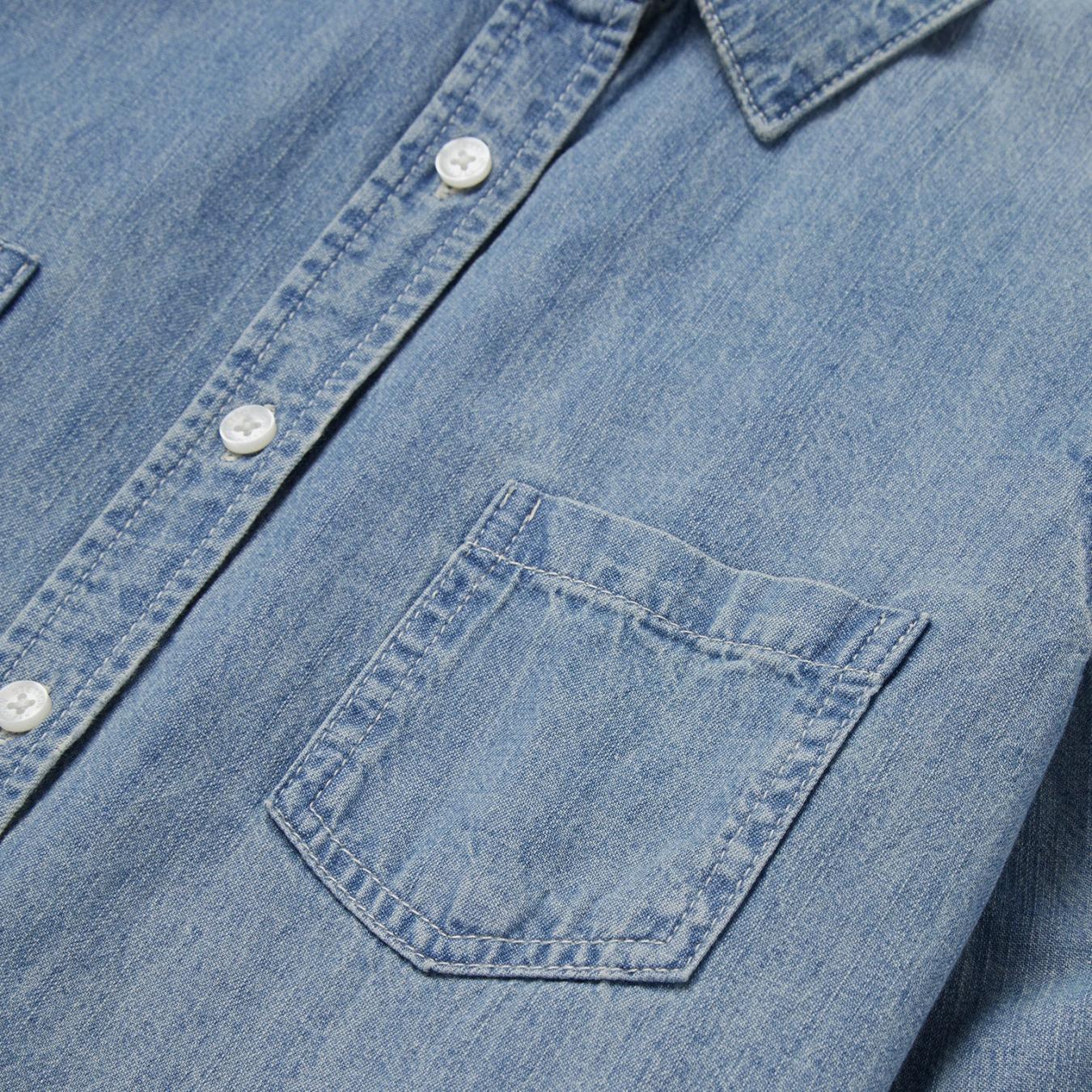 Women Denim Shirts Stetson Long-Sleeved Denim Shirt Blue