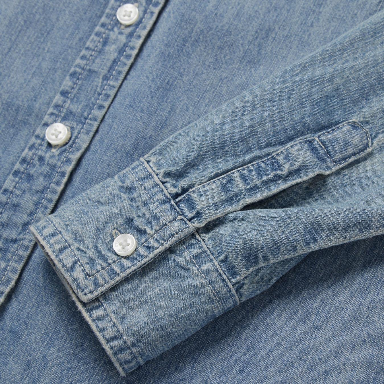 Women Denim Shirts Stetson Long-Sleeved Denim Shirt Blue