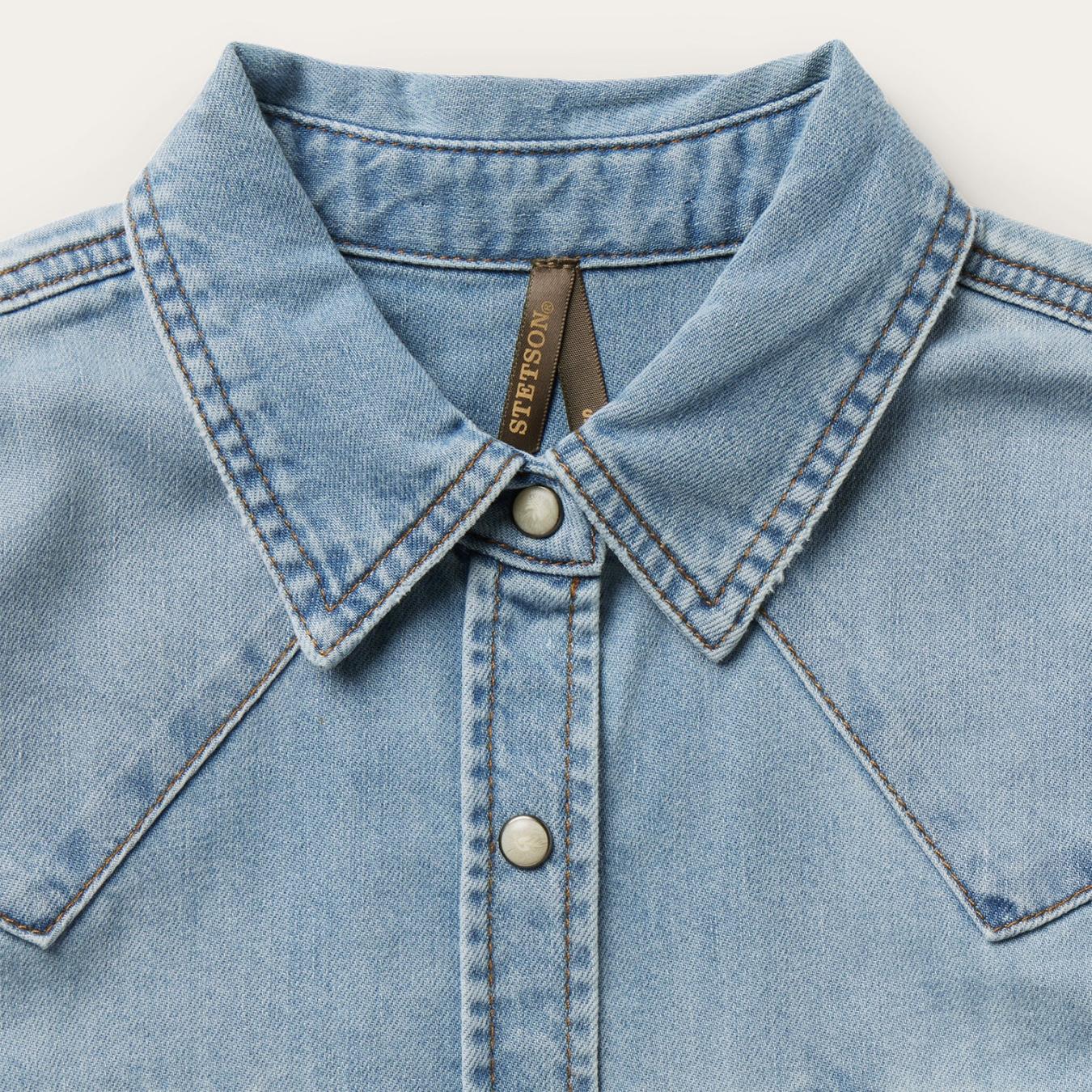 Women Denim Shirts Stetson Loose Fit Denim Shirt Blue