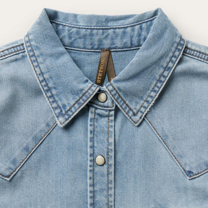 Women Denim Shirts Stetson Loose Fit Denim Shirt Blue