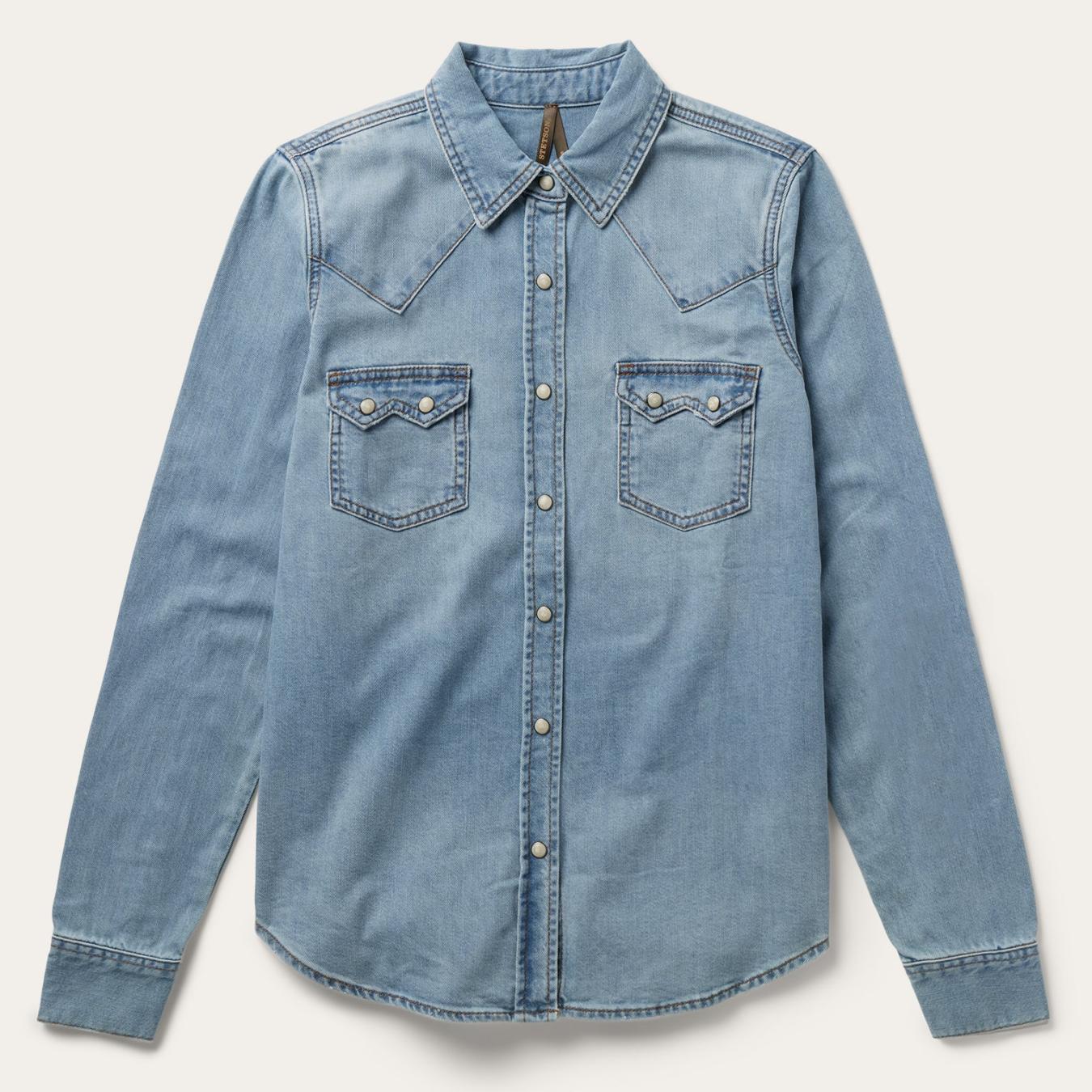 Women Denim Shirts Stetson Loose Fit Denim Shirt Blue