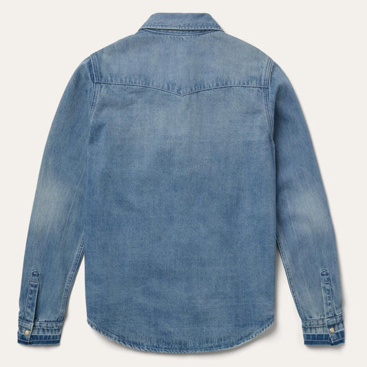 Women Denim Shirts Stetson Loose Fit Denim Snap-Front Shirt Blue