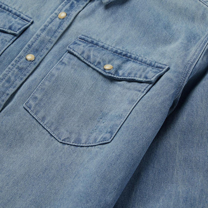 Women Denim Shirts Stetson Loose Fit Denim Snap-Front Shirt Blue