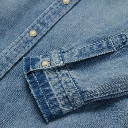 Women Denim Shirts Stetson Loose Fit Denim Snap-Front Shirt Blue