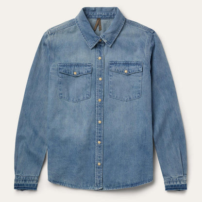 Women Denim Shirts Stetson Loose Fit Denim Snap-Front Shirt Blue