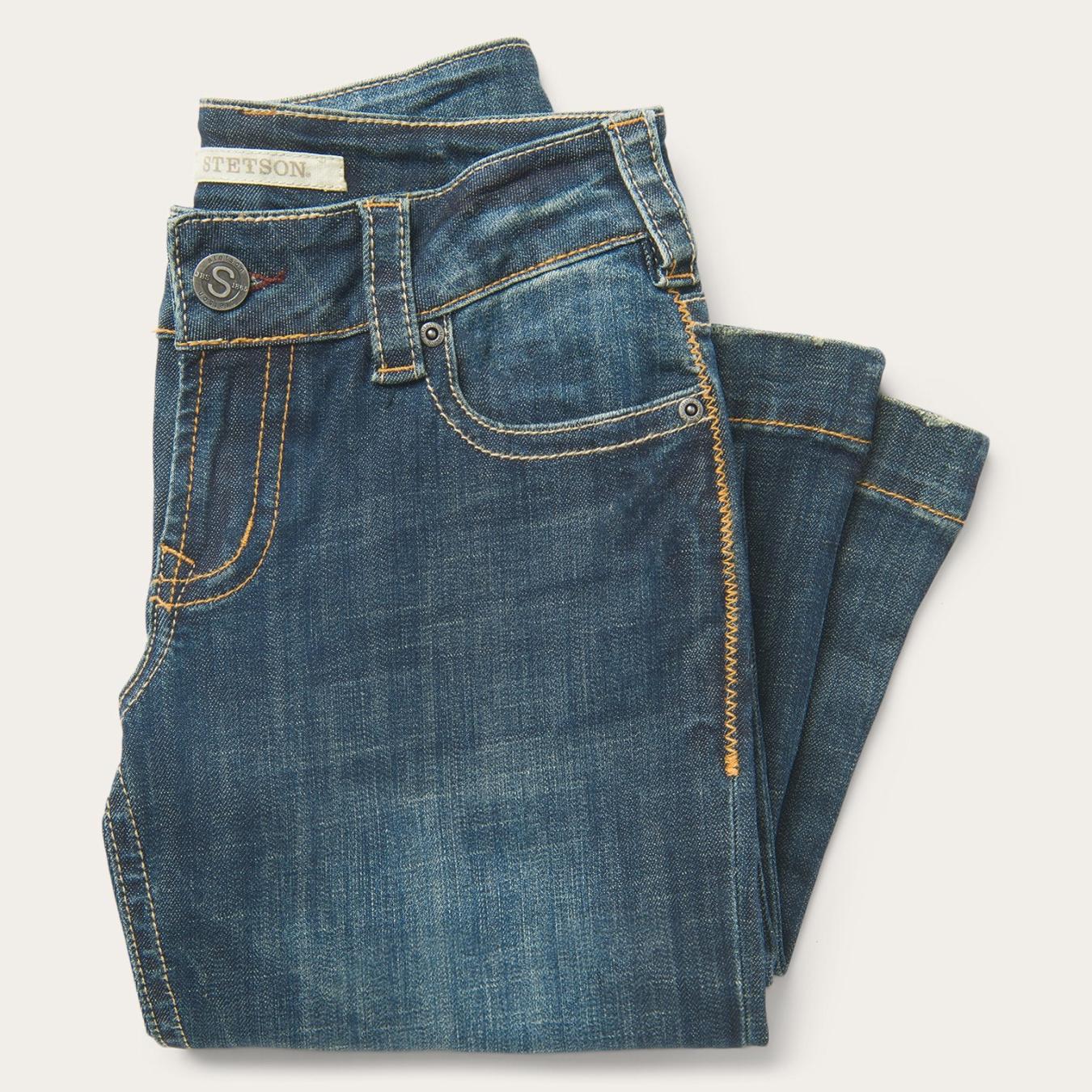 Women Denim Stetson 214 City Trouser Jeans In Medium Wash Blue
