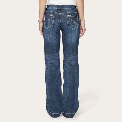 Women Denim Stetson 214 City Trouser Jeans With Chevron Back Pocket Blue