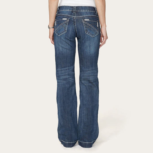 Women Denim Stetson 214 City Trouser Jeans With Chevron Back Pocket Blue