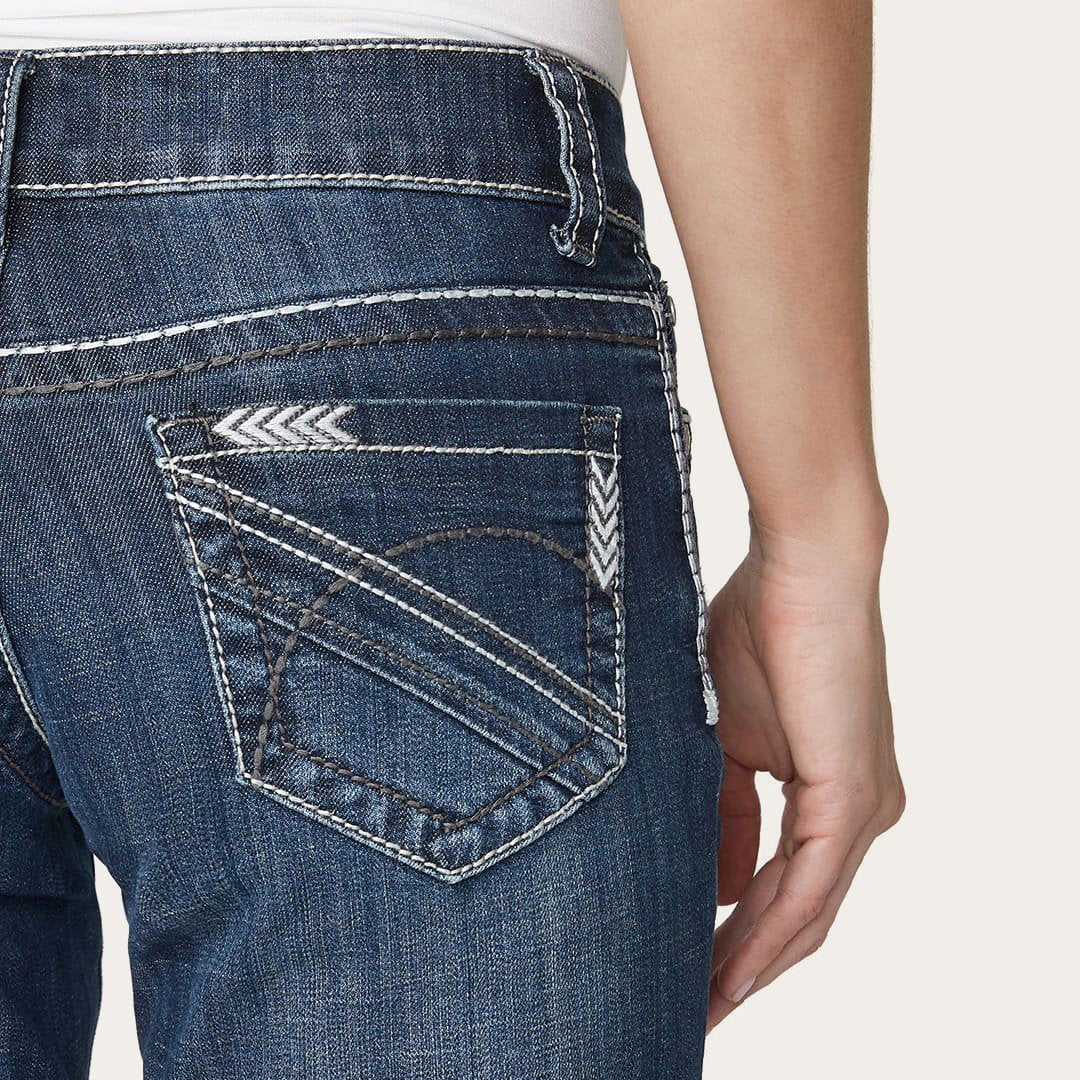 Women Denim Stetson 214 City Trouser Jeans With Chevron Back Pocket Blue
