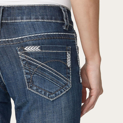 Women Denim Stetson 214 City Trouser Jeans With Chevron Back Pocket Blue