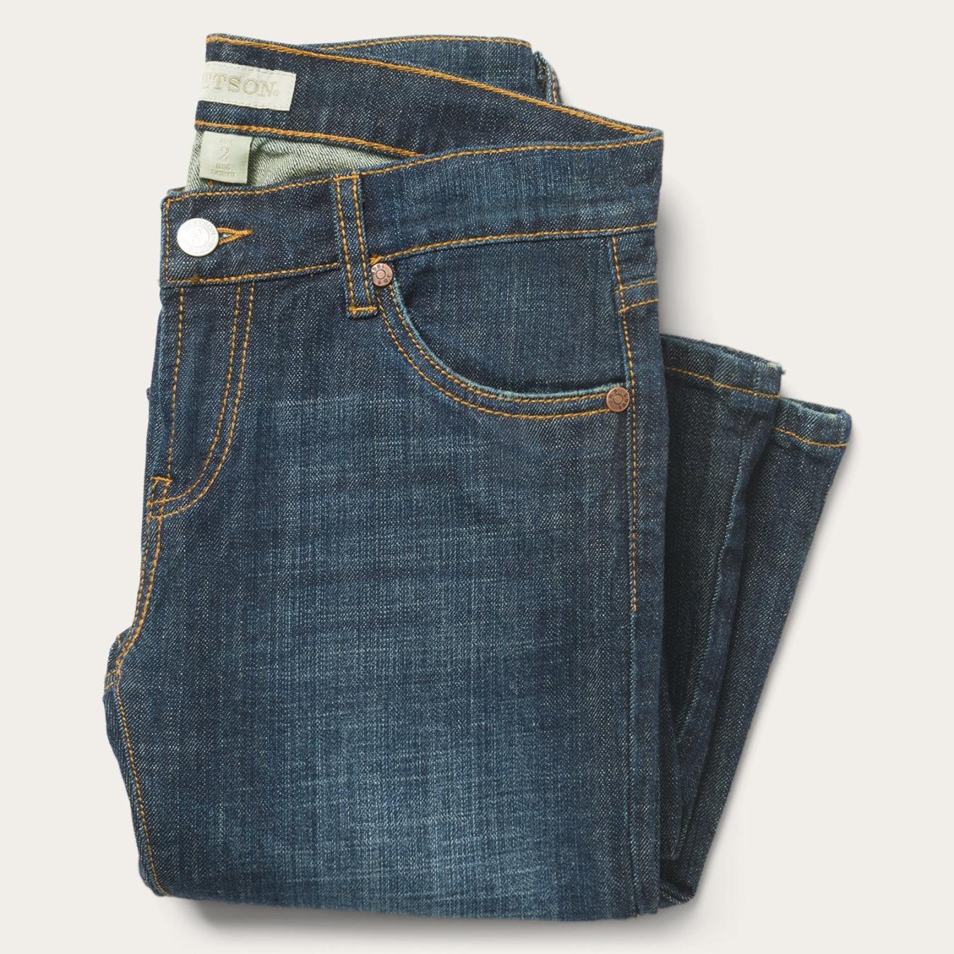 Women Denim Stetson 816 Classic Boot Cut Jeans In Dark Wash Blue
