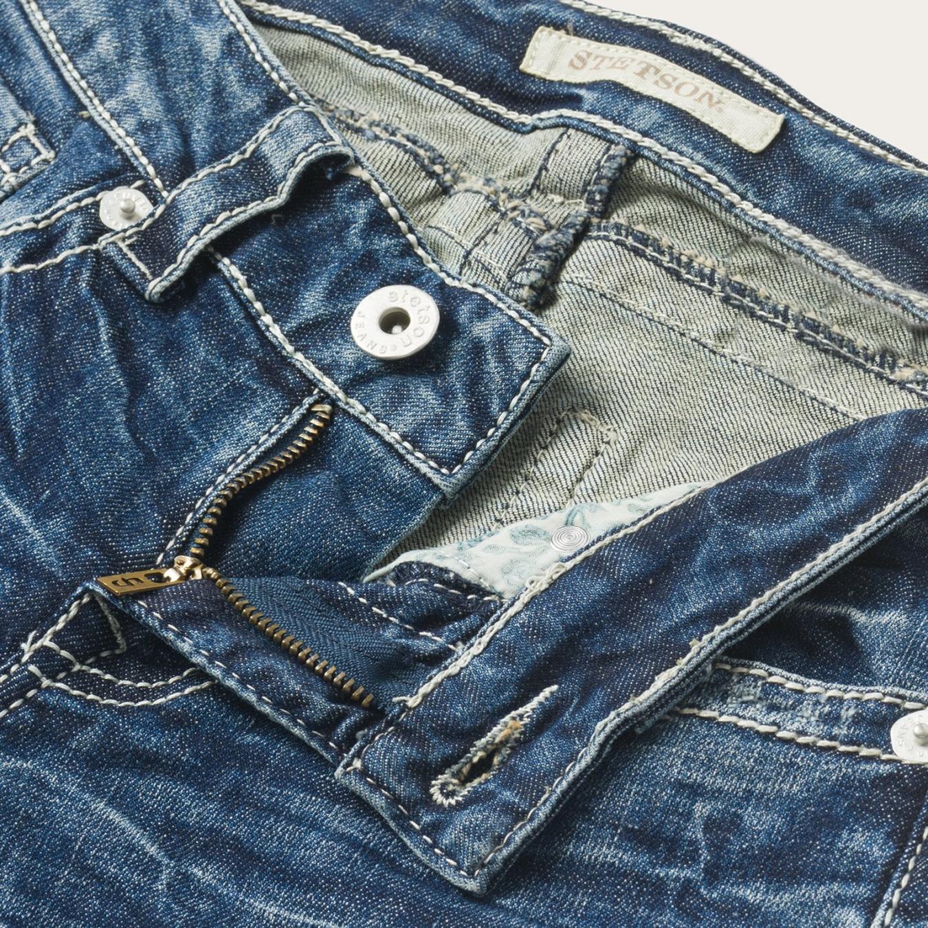 Women Denim Stetson 816 Fit Jeans With White "S" Back Pocket Blue