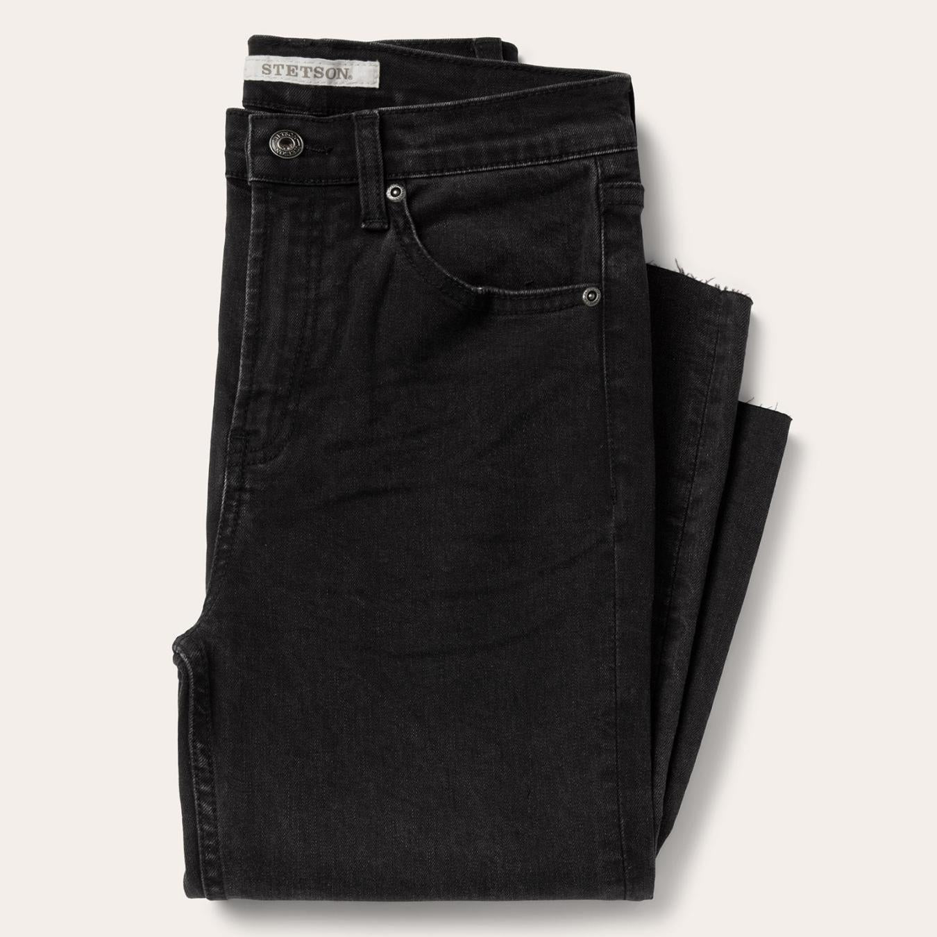 Women Denim Stetson 915 High Rise Straight Fit Crop Jeans Black