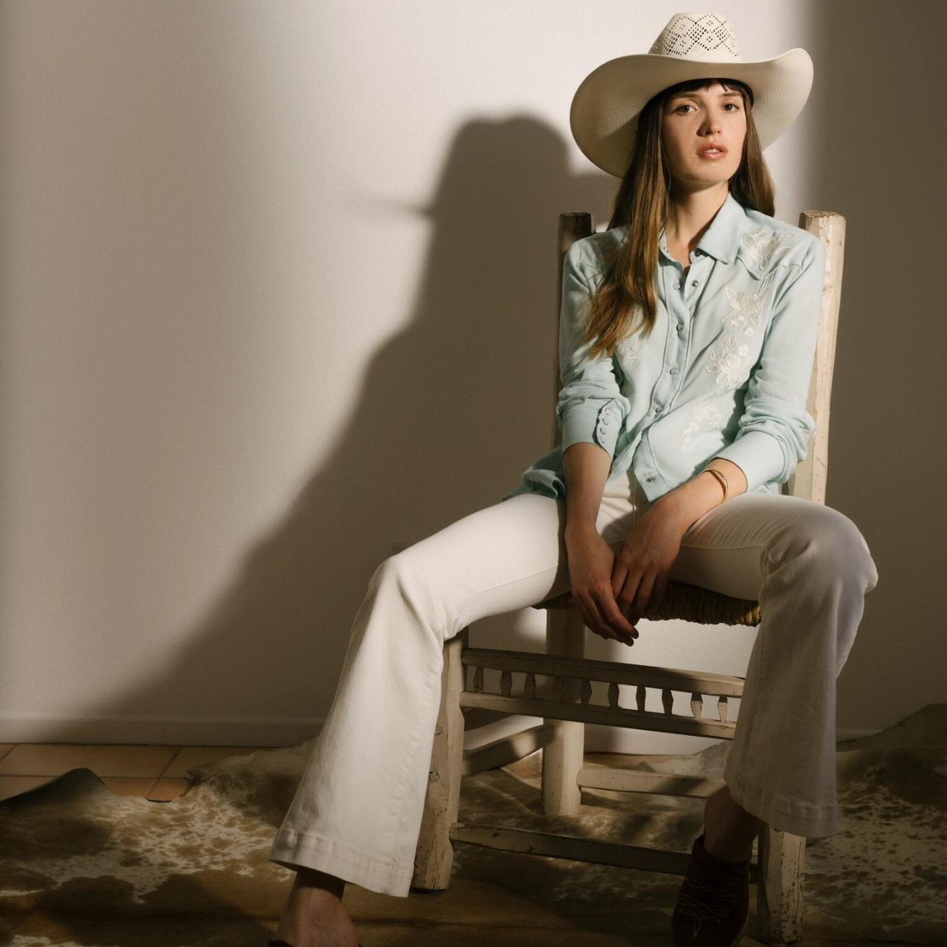Women Denim Stetson 921 High Rise Flare Fit Jean White