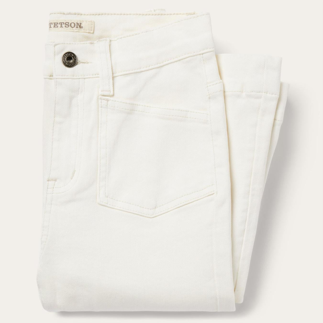 Women Denim Stetson 921 High Rise Flare Fit Jean White