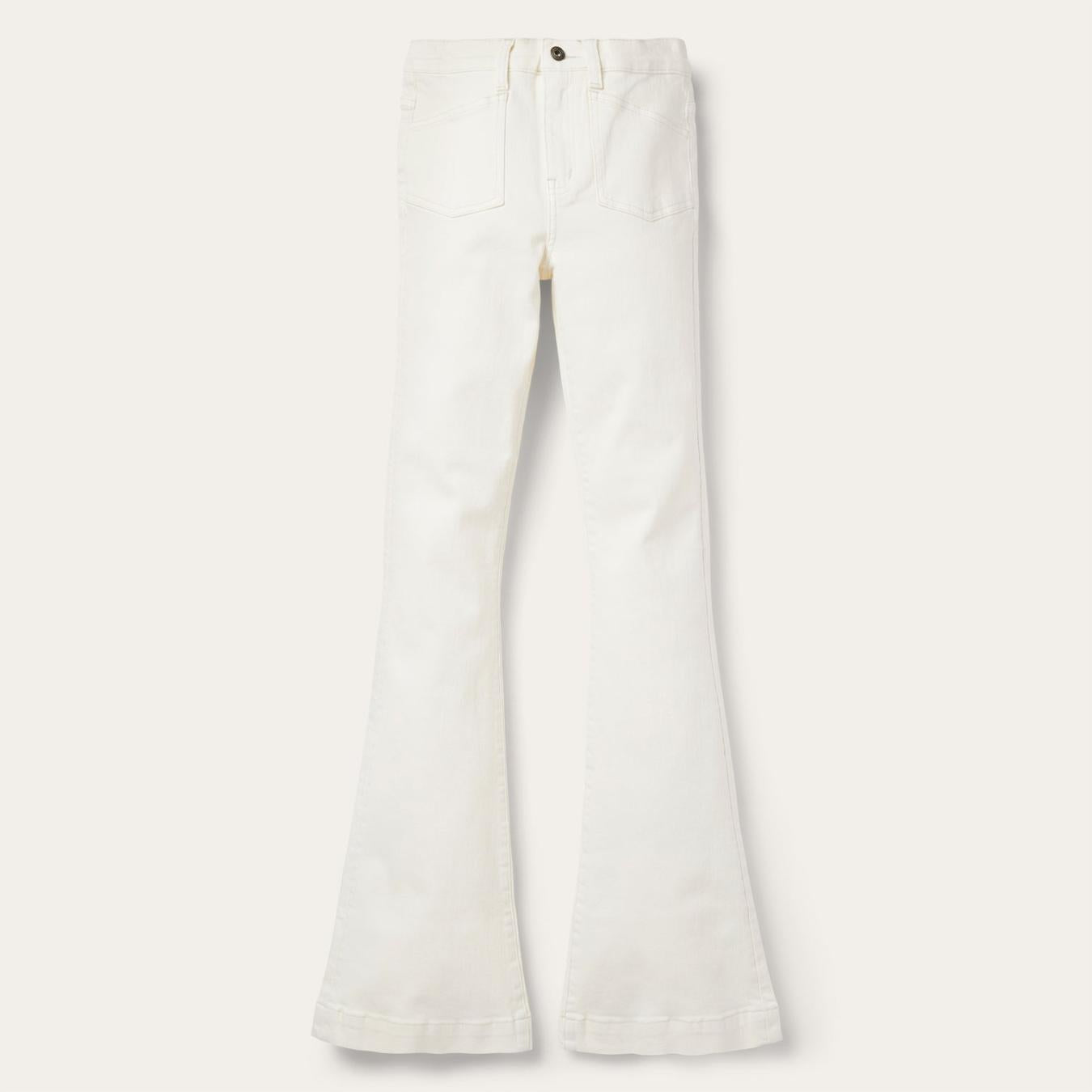 Women Denim Stetson 921 High Rise Flare Fit Jean White