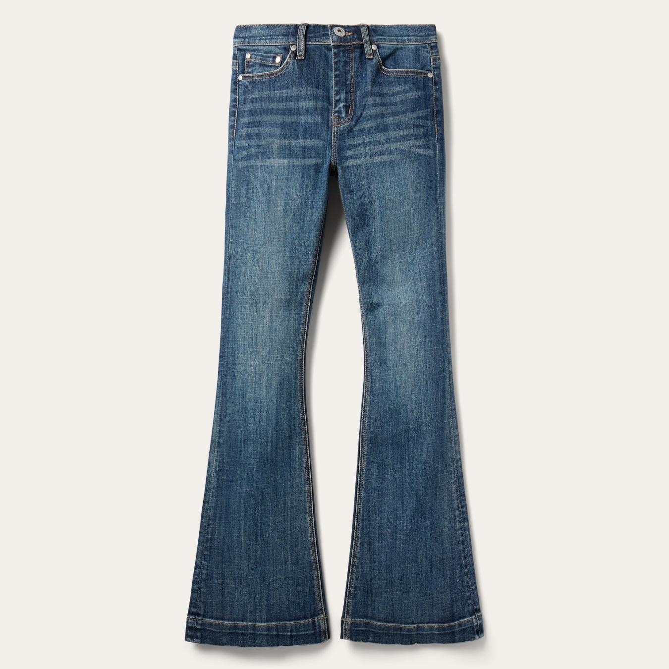 Women Denim Stetson 921 High Rise Flare Jeans Blue