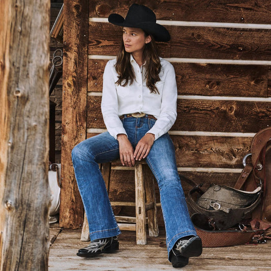 Women Denim Stetson 921 High Rise Flare Jeans Blue