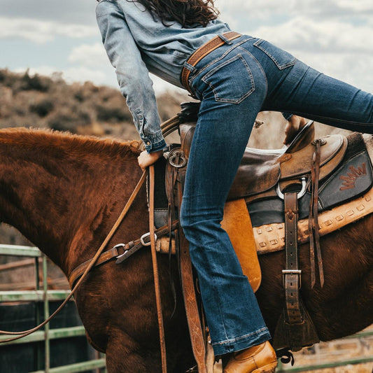 Women Denim Stetson 921 High Rise Flare Jeans Blue