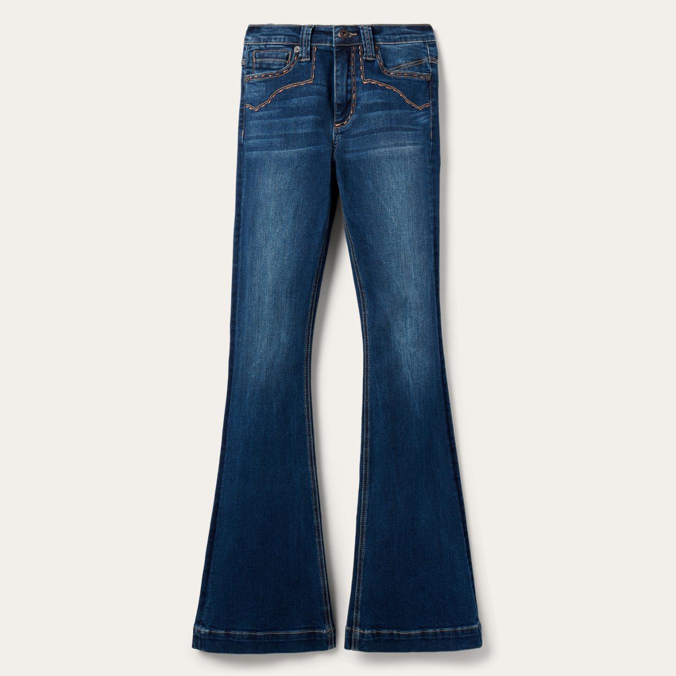 Women Denim Stetson 921 High Rise Flare Jeans Blue