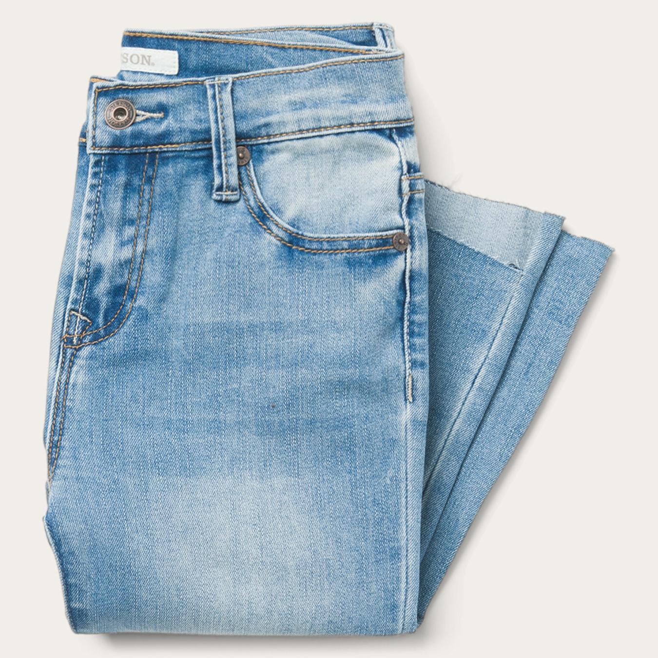 Women Denim Stetson High Waist Flare Crop Jean Blue