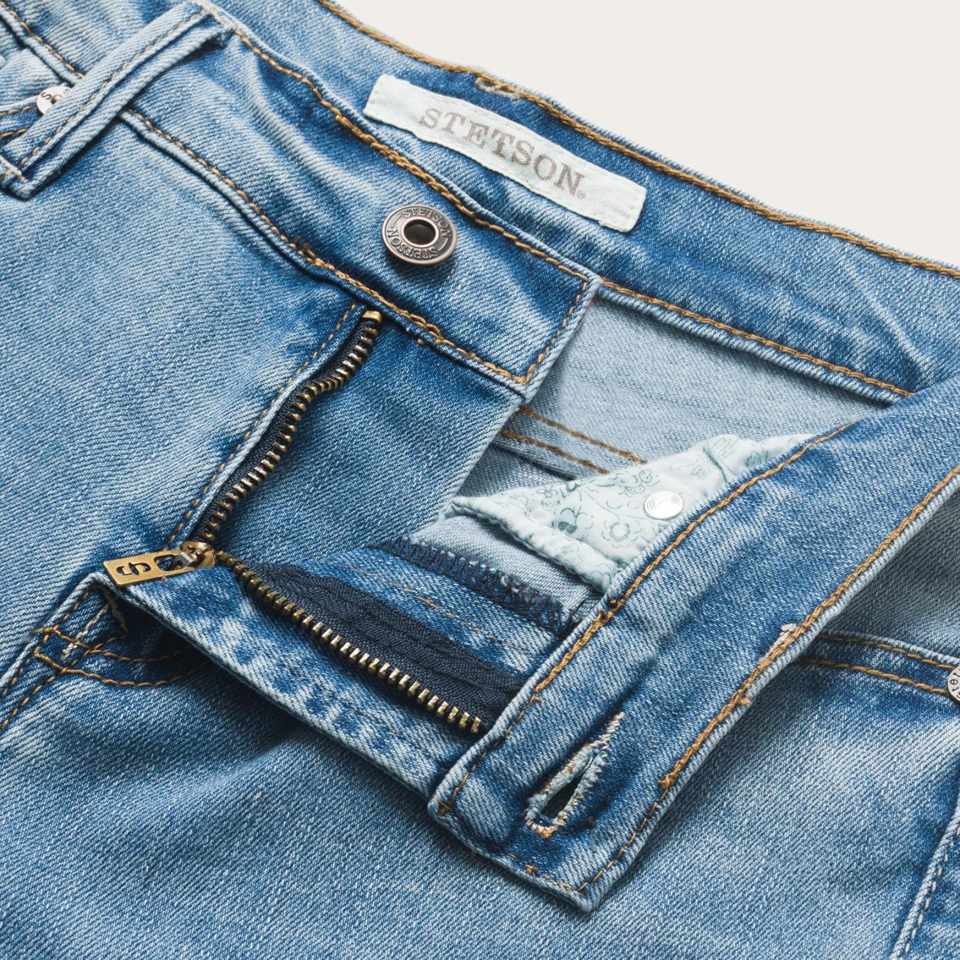 Women Denim Stetson High Waist Flare Crop Jean Blue