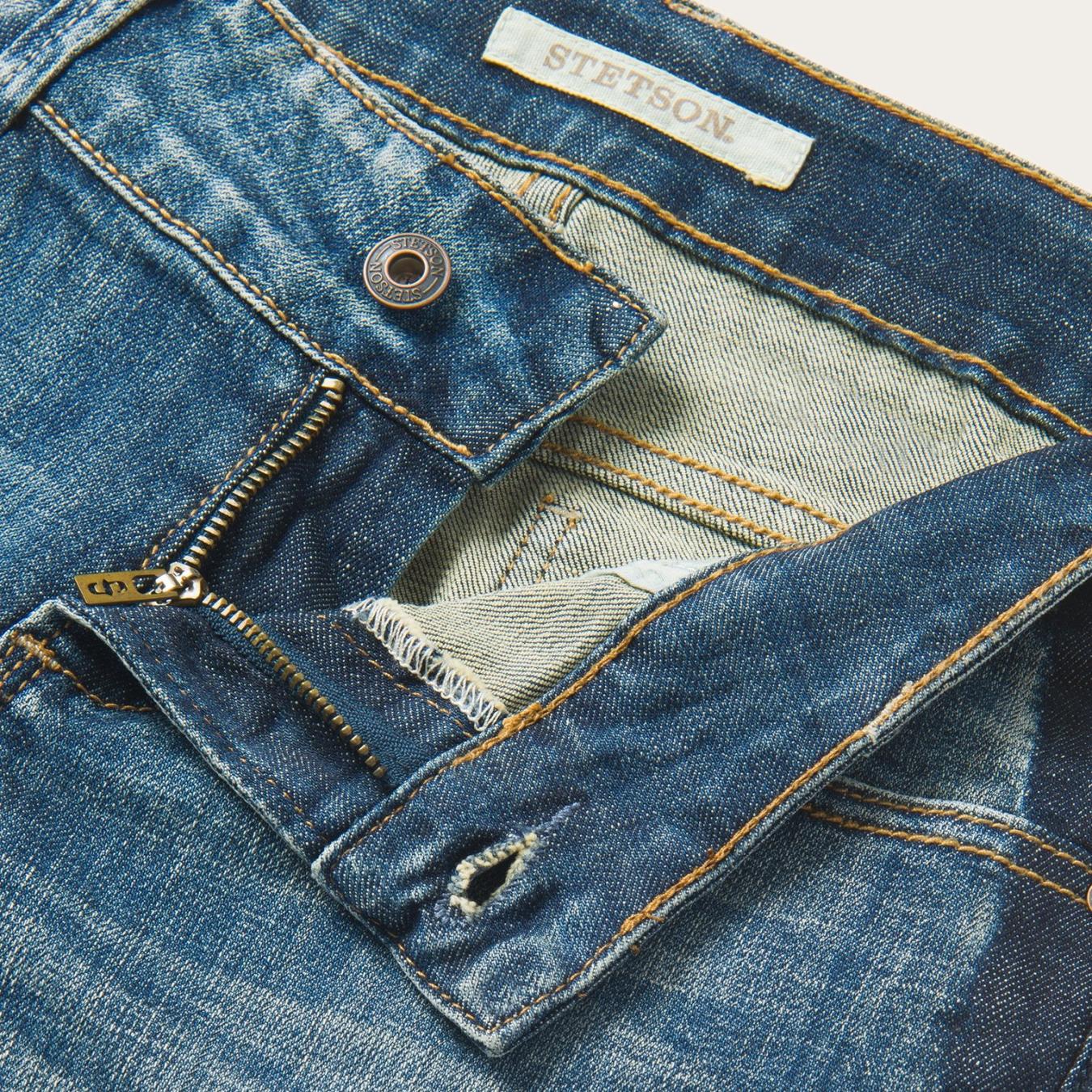 Women Denim Stetson Skinny Fit Stripe Leg Jean Blue