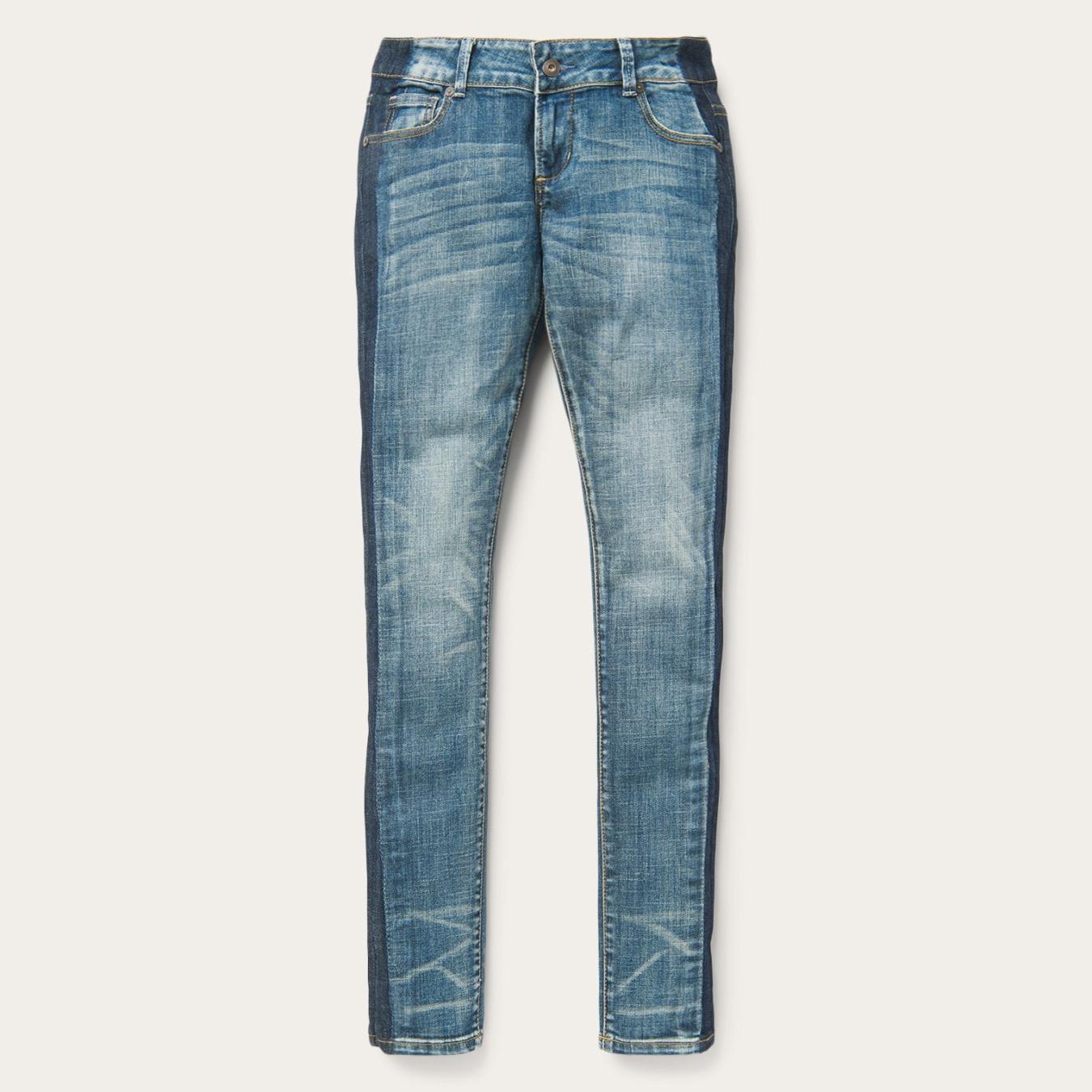 Women Denim Stetson Skinny Fit Stripe Leg Jean Blue