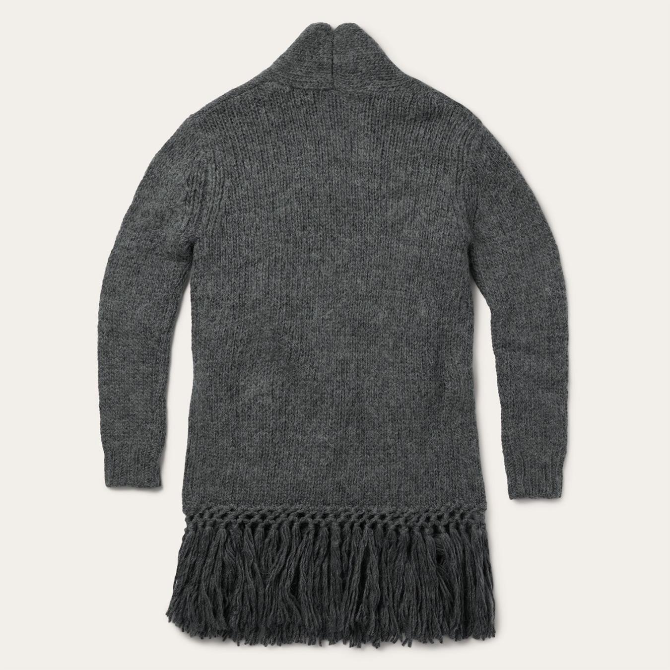 Women Fringe Jackets Stetson Charcoal Fringed Cardigan Grey