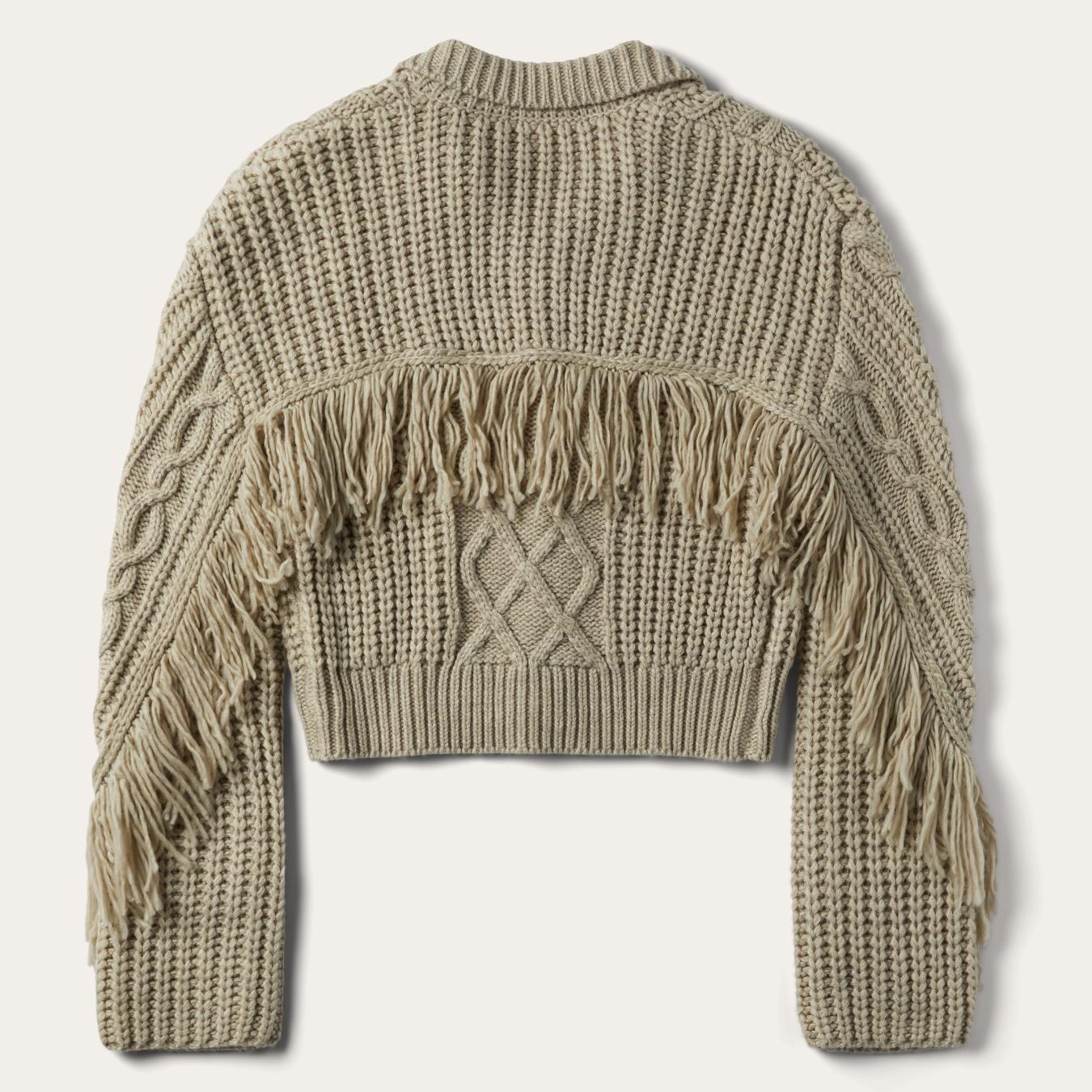 Women Fringe Jackets Stetson Cream Fringed Cardigan Tan