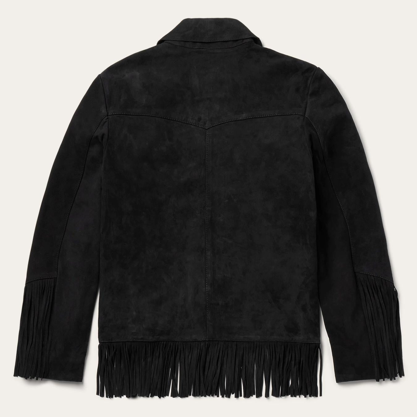 Women Fringe Jackets Stetson Fringe Suede Jacket Black
