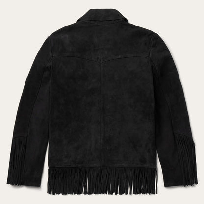 Women Fringe Jackets Stetson Fringe Suede Jacket Black