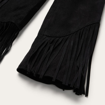Women Fringe Jackets Stetson Fringe Suede Jacket Black